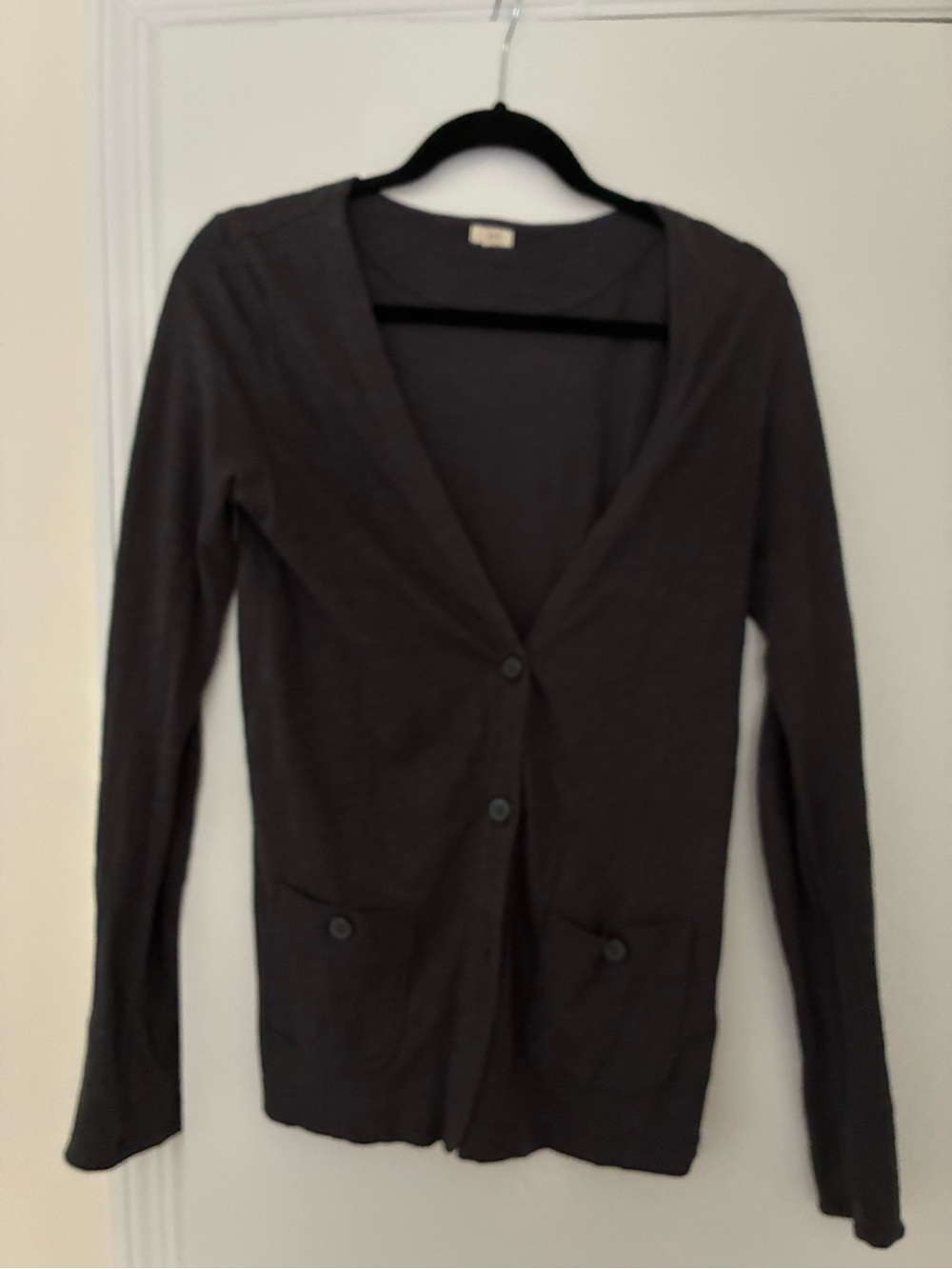 J. Crew Women’s Dark Gray V-Neck Button Cardigan Sweater